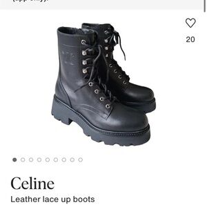 Celine Leather Lace-Up Boots